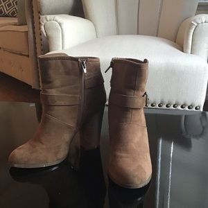 Xiomara tan booties from JustFab.